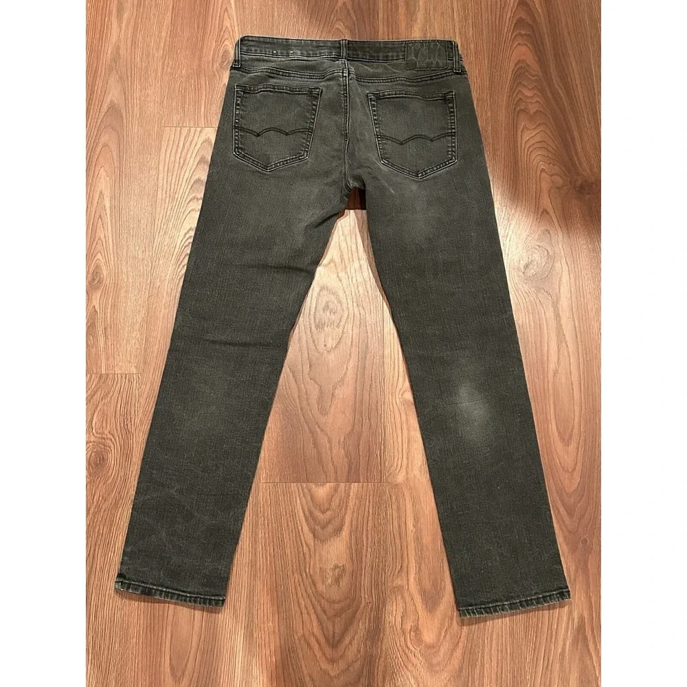 American‎ Eagle Jeans Mens 31x30* Black Skinny Ripped Low Rise Stretch Denim
